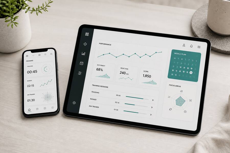 Telefon i tablet z interfejsem aplikacji treningowej